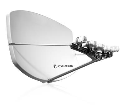 CAHORS / VISIOSAT BIG BISAT réflecteur SMC 91x71 cm + 4 LNB TWIN blanche