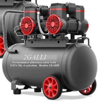 Deux compresseurs silencieux couplés CS3550 3.5CV 50L 4 cylindres